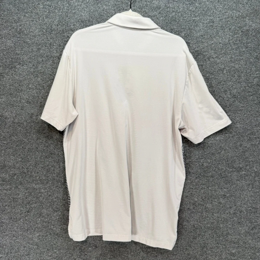 Adidas Polo Shirt Mens Large White Striped‎ USA Logo Performance Golf Activewear